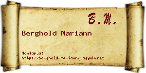 Berghold Mariann névjegykártya