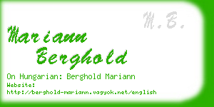 mariann berghold business card